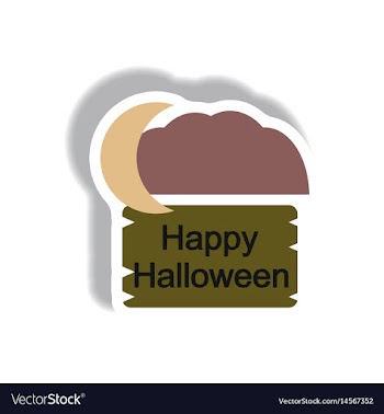 Paper sticker happy halloween vector image