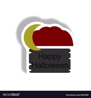 Paper sticker happy halloween vector image