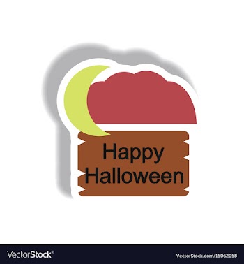 Paper sticker happy halloween vector image
