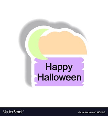 Paper sticker happy halloween vector image