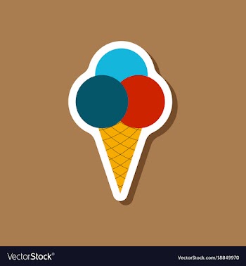 Paper sticker ice cream balls vector image