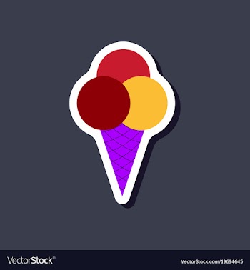 Paper sticker ice cream balls vector image