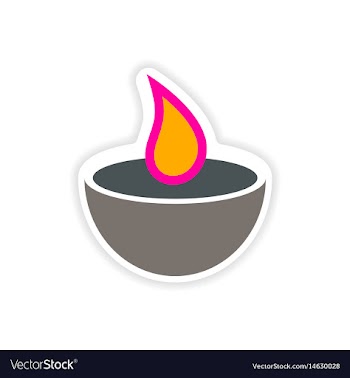 Paper sticker indian candle on white background vector image