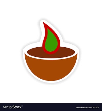 Paper sticker Indian candle on white background vector image