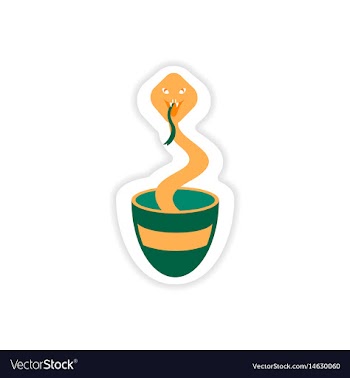 Paper sticker indian cobra on white background vector image