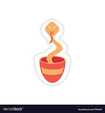 Paper sticker Indian cobra on white background vector image