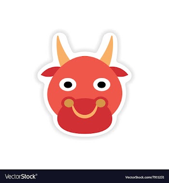 Paper sticker Indian cow on white background vector image