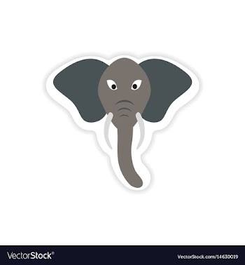 Paper sticker indian elephant on white background vector image