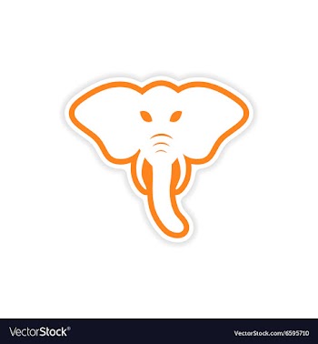 Paper sticker Indian elephant on white background vector image