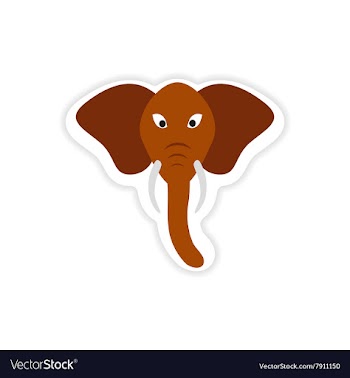 Paper sticker Indian elephant on white background vector image
