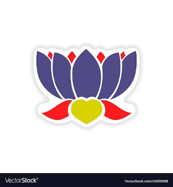 Paper sticker indian lotus on white background vector image