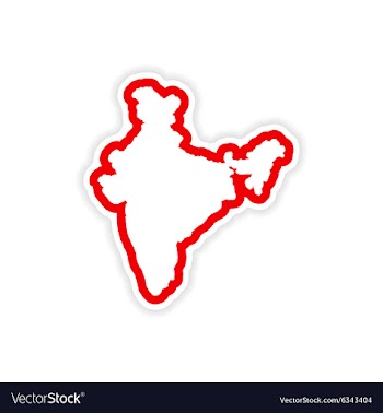 Paper sticker Indian map on white background vector image