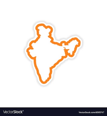 Paper sticker Indian map on white background vector image