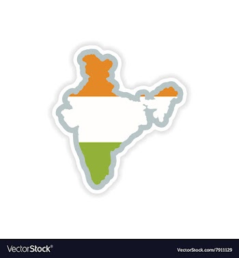 Paper sticker Indian map on white background vector image