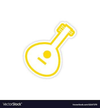 Paper sticker Indian musical instrument on white vector image