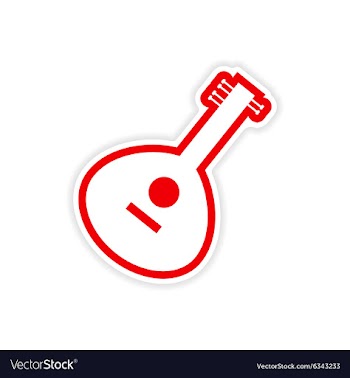 Paper sticker Indian musical instrument on white vector image