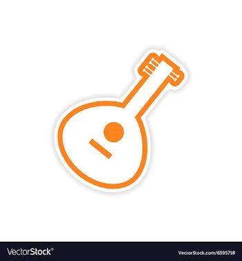 Paper sticker Indian musical instrument on white vector image