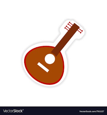 Paper sticker Indian musical instrument on white vector image