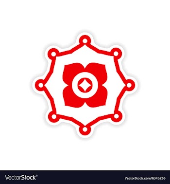 Paper sticker Indian symbols on white background vector image
