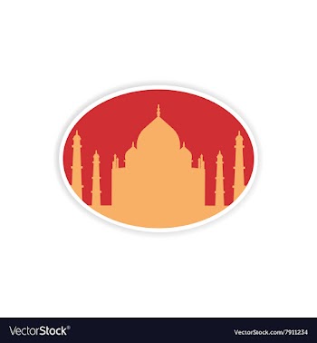 Paper sticker Indian Taj Mahal on white background vector image