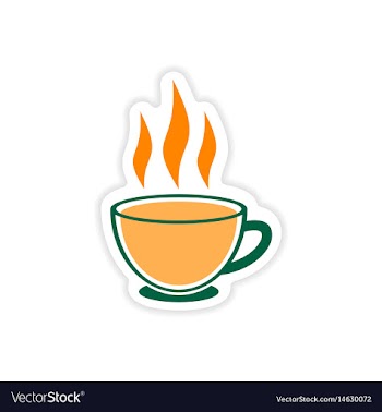 Paper sticker indian tea cup on white background vector image