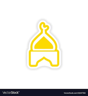 Paper sticker Indian temple on white background vector image