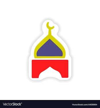 Paper sticker indian temple on white background vector image