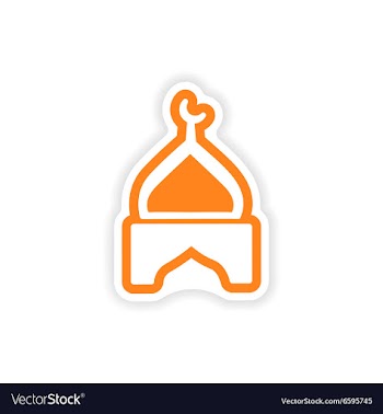 Paper sticker Indian temple on white background vector image