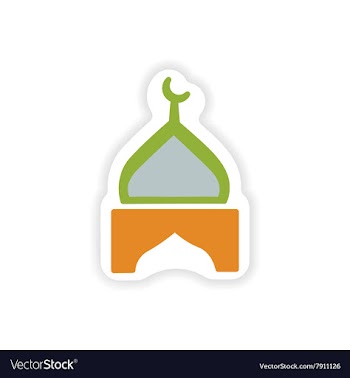 Paper sticker Indian temple on white background vector image
