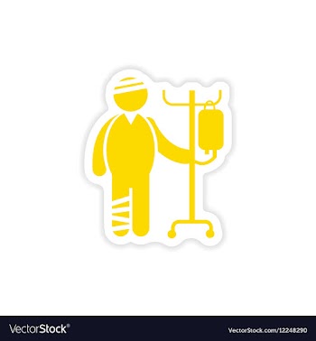 Paper sticker man bandaged on white background vector image