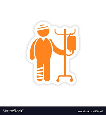 Paper sticker man bandaged on white background vector image