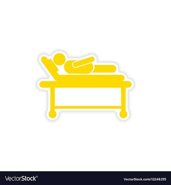Paper sticker man in hospital bed on white vector image