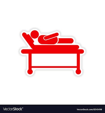Paper sticker man in hospital bed on white vector image