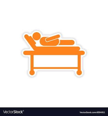 Paper sticker man in hospital bed on white vector image