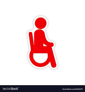 Paper sticker man in wheelchair on white vector image