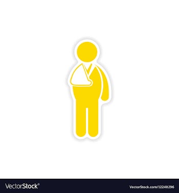 Paper sticker man with broken arm on white vector image