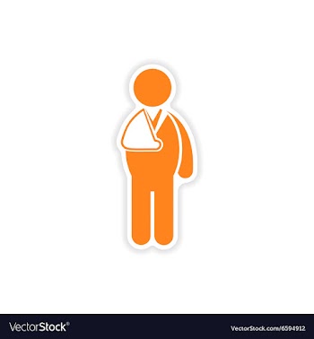 Paper sticker man with broken arm on white vector image