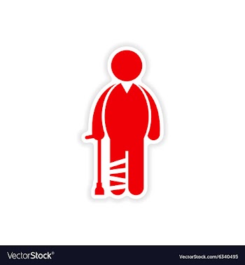 Paper sticker man with broken leg on white vector image