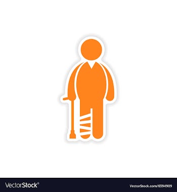 Paper sticker man with broken leg on white vector image
