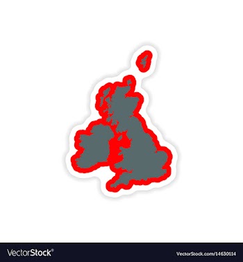Paper sticker map britain on white background vector image