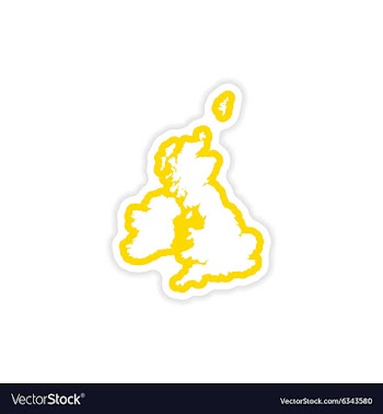 Paper sticker map Britain on white background vector image