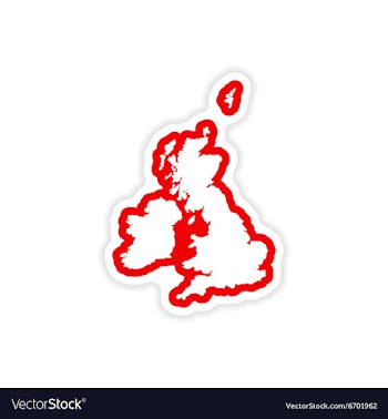 Paper sticker map Britain on white background vector image
