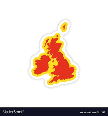 Paper sticker map Britain on white background vector image