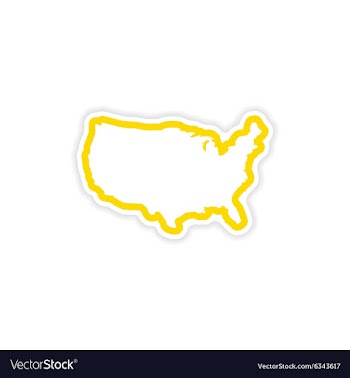 Paper sticker map of USA on white background vector image