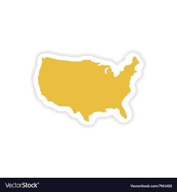 Paper sticker map of USA on white background vector image