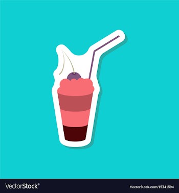 Paper sticker milkshake with cherry vector image