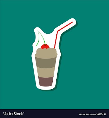 Paper sticker milkshake with cherry vector image