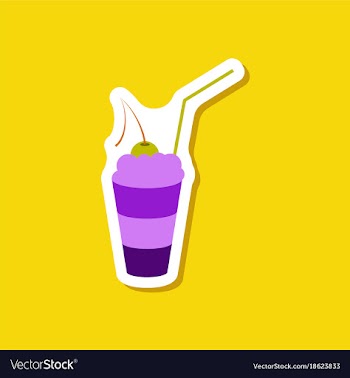 Paper sticker milkshake with cherry vector image