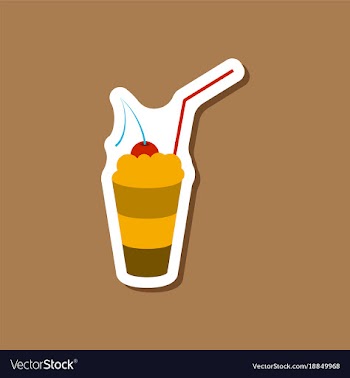 Paper sticker milkshake with cherry vector image