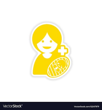Paper sticker mother and daughter on white vector image